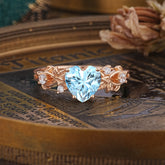 Woodland 4 Prong Heart Aquamarine Wedding Ring
